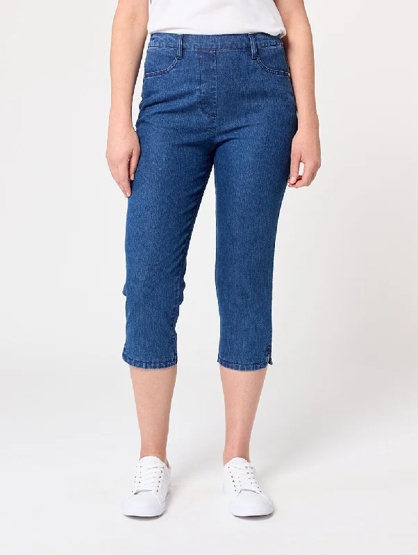 Heritage Denim 3/4 Length Pant Comfy Zip-Up Pants