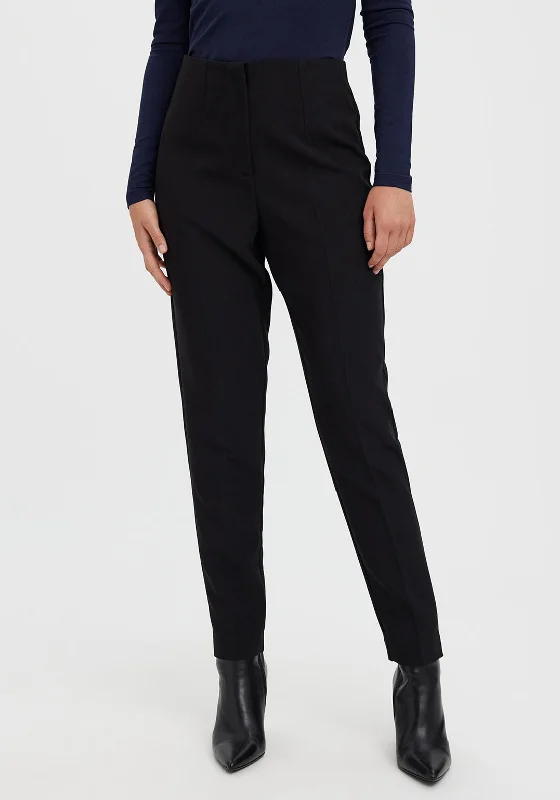 Vero Moda Sandy High Rise Tapered Pant, Black Trendy Velvet Pants