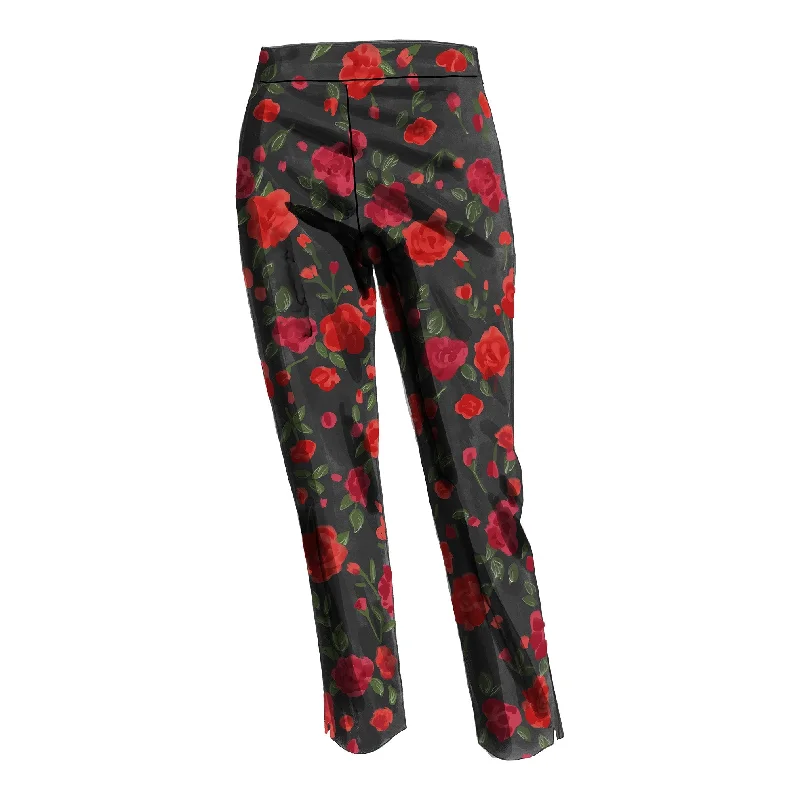 Floral Cigarette Pant Slim-Fit Khaki Pants