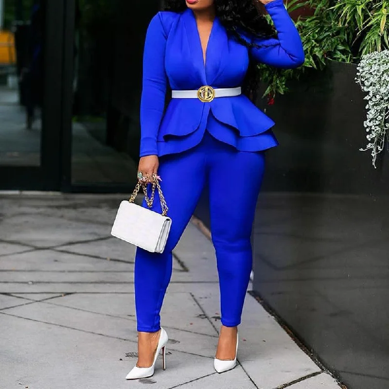 Casual Suit Set Plus Size Top and pants Elegant Casual Suit Set Casual Track Pants
