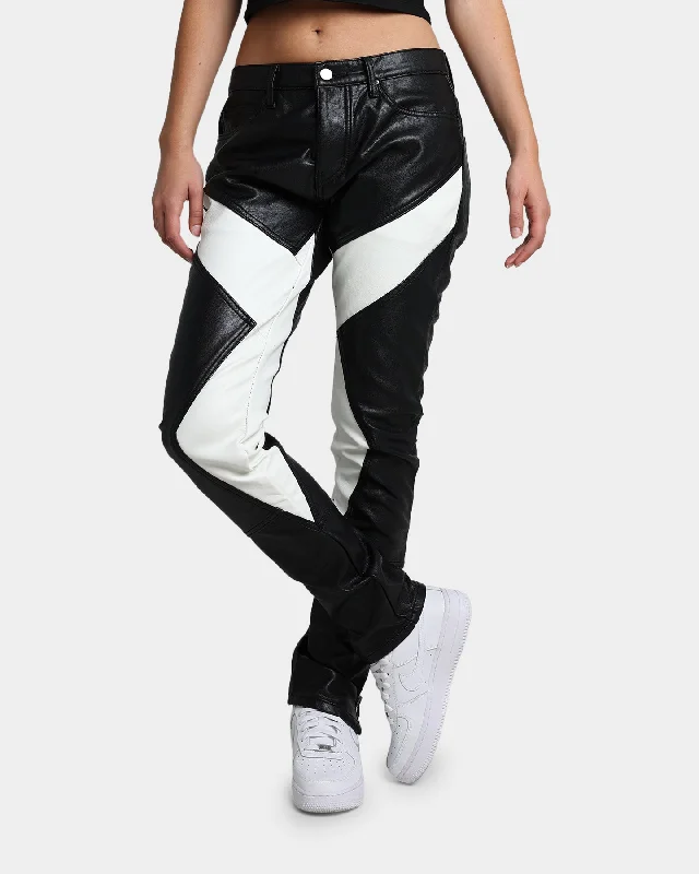 MNML S192 Leather Pants Black/White Soft Stretch Leggings