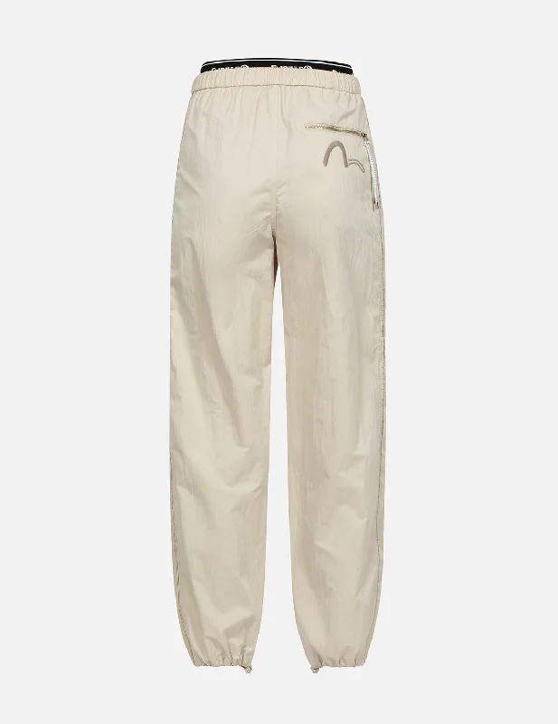 Logo and Seagull Embroidery Relax Fit Parachute Pants Modern Skinny Pants