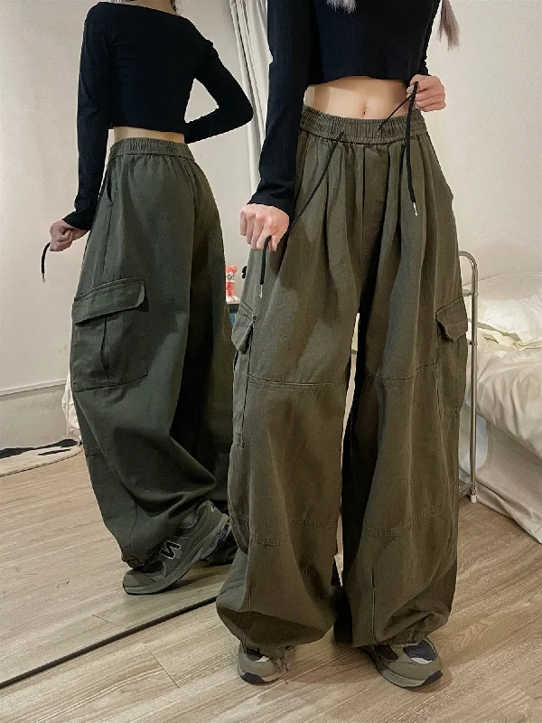 Shawn Solid Color Retro High Waist Straight Wide Leg Multi-Pocket Loose Casual Pants Classic Stretch Pants Shawn Solid Color Retro High Waist Straight Wide Leg Multi-Pocket Loose Casual Pants Classic Stretch Pants