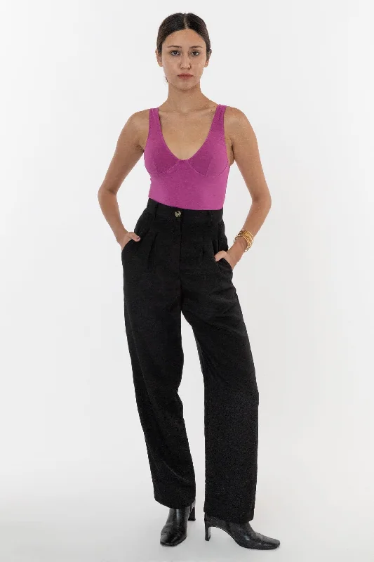 RSAPP350 - Poly Pleated Straight Leg Pant Comfy Athletic Pants