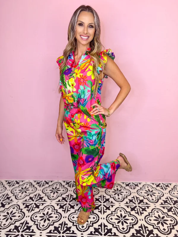 Tropical Days Wide Leg Pants Chic Wool Trousers