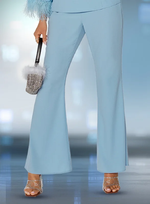 Love the Queen 17533P - Lt. Blue - Stretch Fabric Pants with Side Pockets Fashionable Track Pants