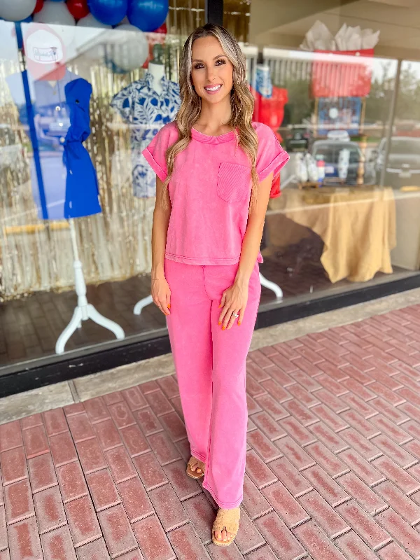 Always On The Go Pants-Pink Relaxed Casual Leggings