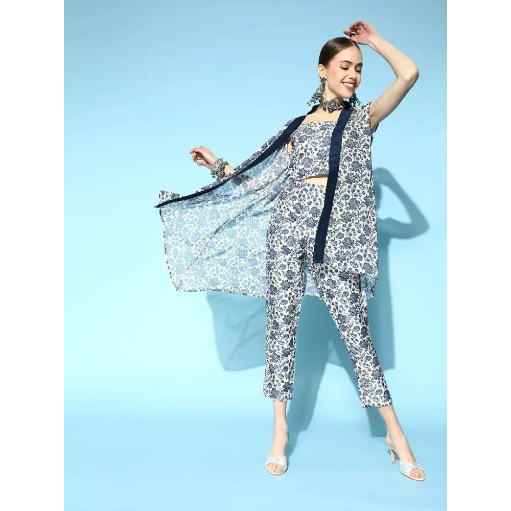 Reliable Off White Poly Silk Flared Top, Shrug And Pant Set For Women Casual Yoga Pants Reliable Off White Poly Silk Flared Top, Shrug And Pant Set For Women Casual Yoga Pants