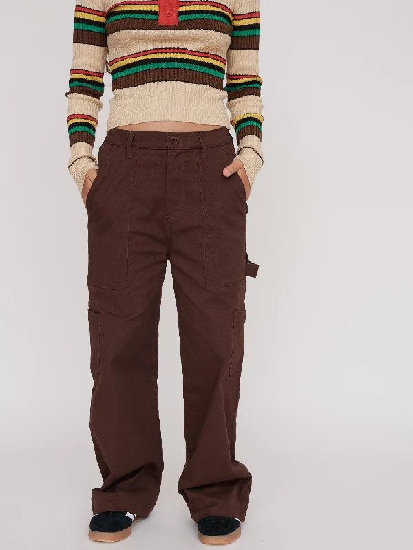 Smokey Brown Carpenter Pants Comfortable Wide-Leg Pants