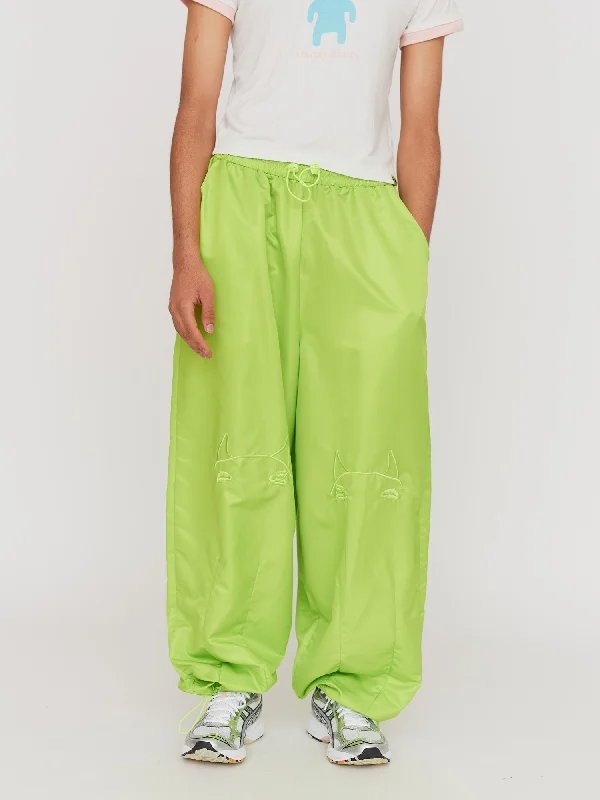 LO x Daddy Bears Green Parachute Pants Trendy Printed Pants