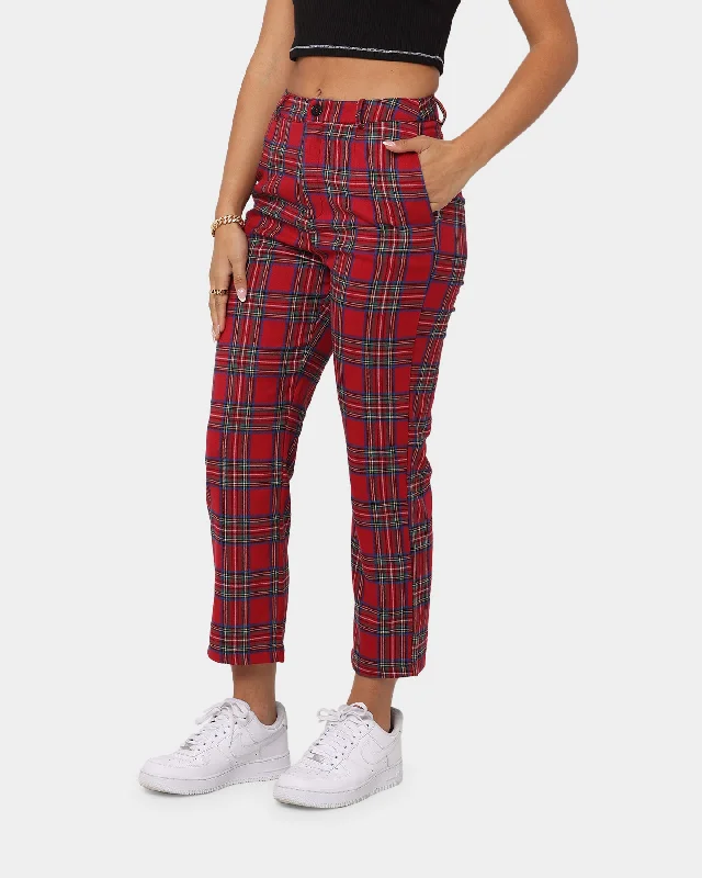XXIII Women's Shary Tartan Pant Red Relaxed High-Waist Trousers