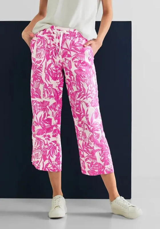 Street One Emee Loose Fit Linen Pants, Light Oasis Pink Comfortable Pleated Pants