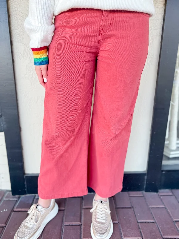 Don't Let Me Go Wide Leg Pant-Rust Modern Bootcut Pants
