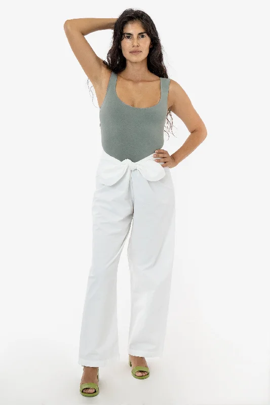 RJC325GD - Poplin Tie Front Pant Fashionable Button-Up Pants