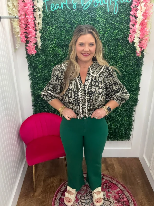 Aspen Emerald High Waisted Wide Flare Pants Elegant Dress Pants