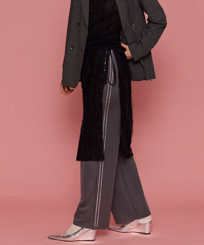 Side Rhinestone Pants Fashionable Track Pants