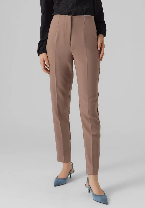 Vero Moda Sandy High Rise Tapered Pant, Brown Lentil Classic Cropped Pants