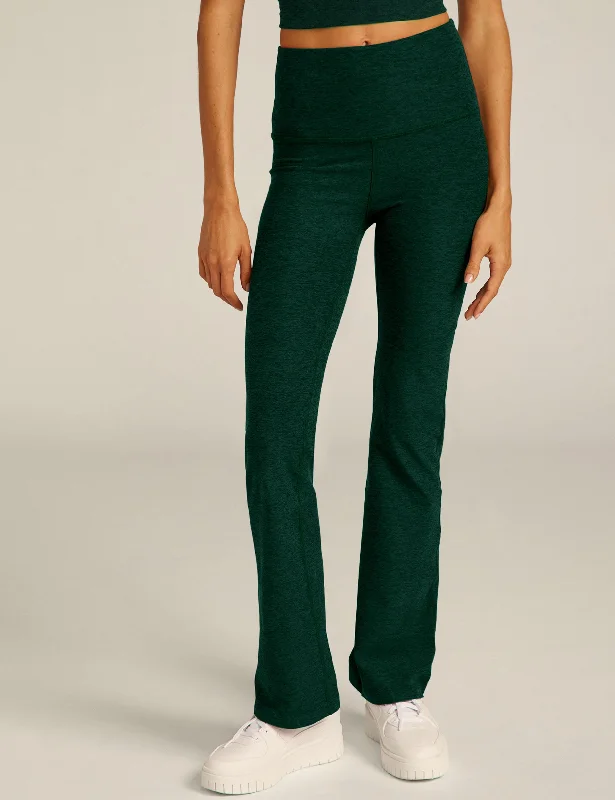 Spacedye Practice High Waisted Bootcut Pant - Dark Spruce Green Heather Lightweight Linen Pants