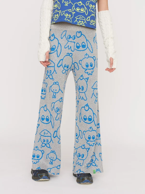 LO X Nhozagri Silver Knitted Pants Soft Cotton Pants