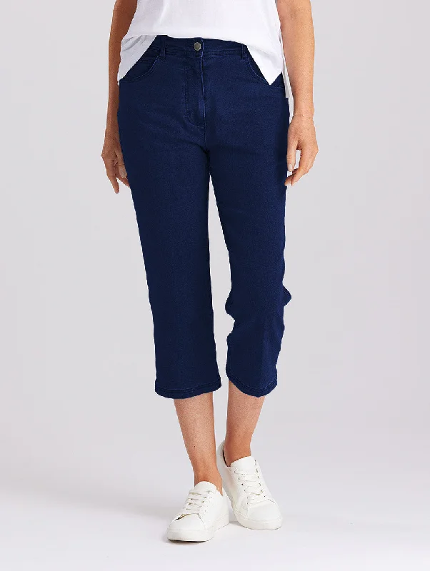 Intense Denim 3/4 Pant Stylish Elastic Waist Pants