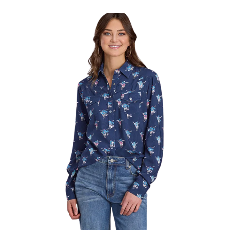 Roper Women's Navy Western Blue Blouse