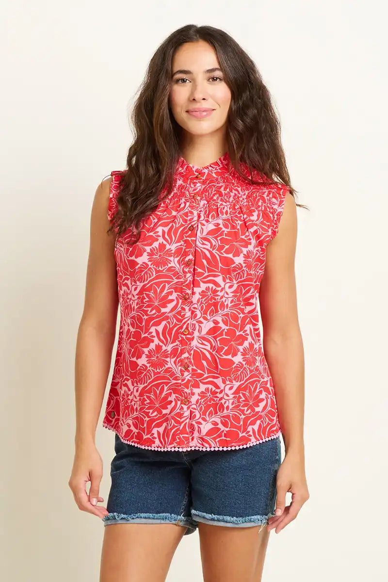 Brakeburn Josie Blouse in Hawaiian Red