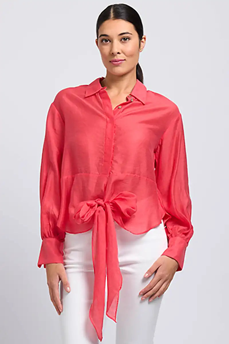 Foil Knot To Be Missed Blouse in Papaya