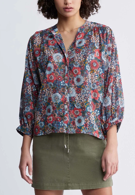 Ishara Women’s Balloon Sleeve Blouse in Floral Print - WT0079P