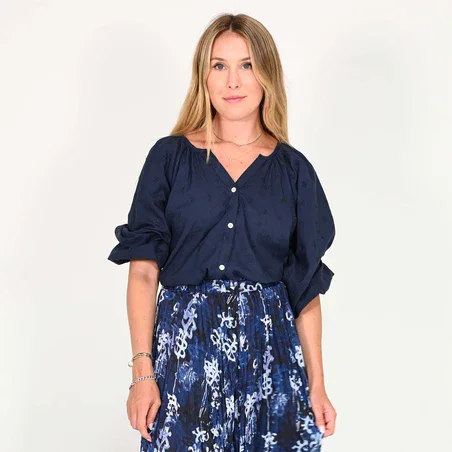 Kerri Rosenthal - Charlie Blouse in Indigo