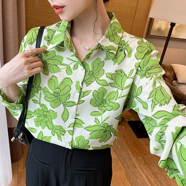 Long sleeve Loose Chiffon Women blouse