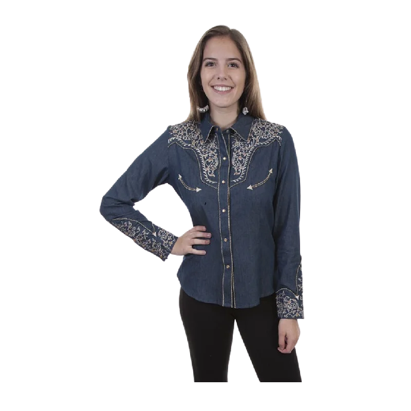 Scully Leather Women's Embroidered Snap Blouse