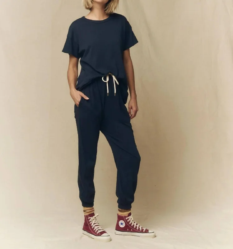 Boxy Crew Tee In True Navy