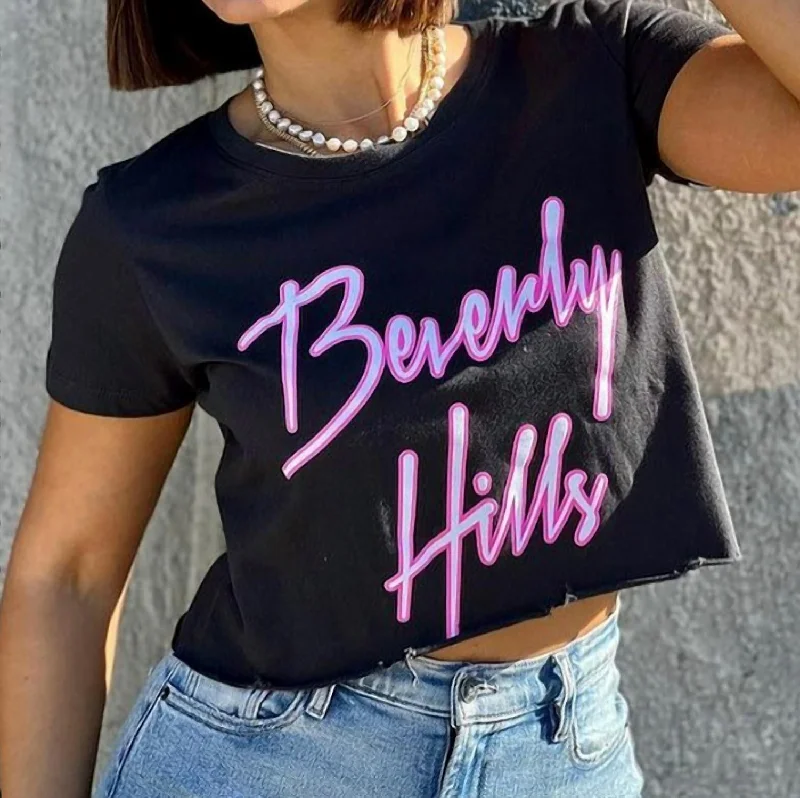 Neon Cropped Tee In Black