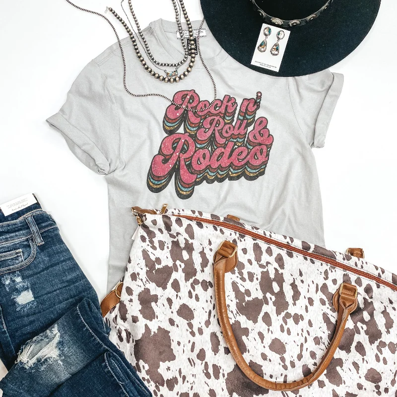 Last Chance Size 2XL | Rock N' Roll & Rodeo Retro Print Graphic Tee in Grey