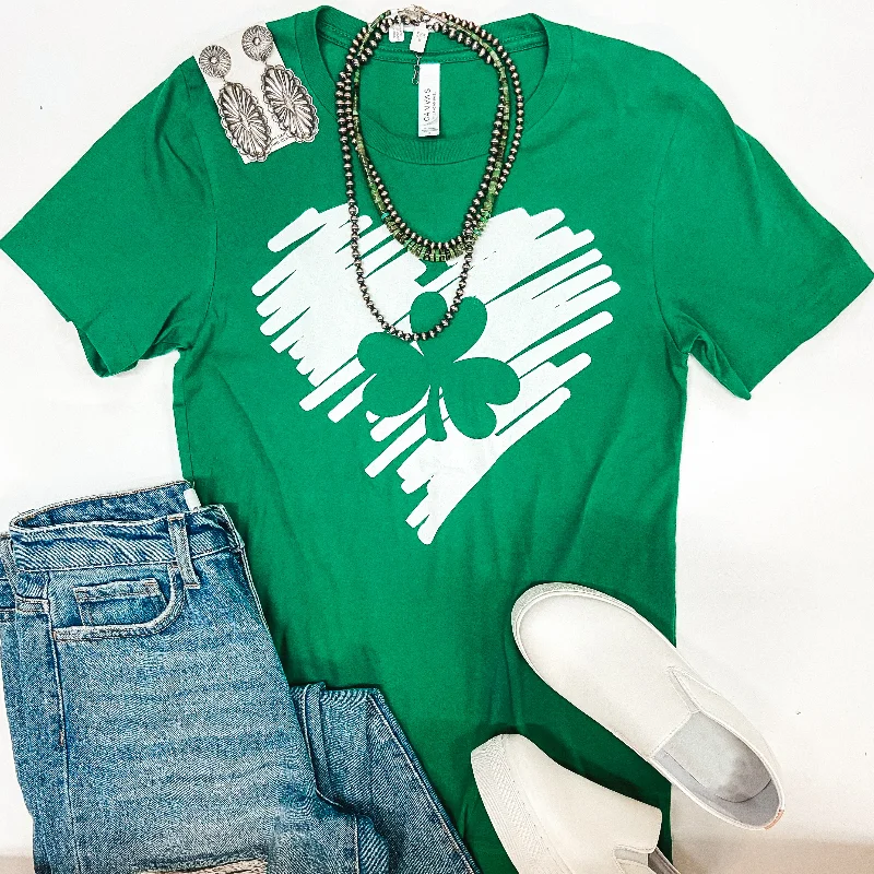 Sketched Heart with Shamrock Graphic Tee in Green