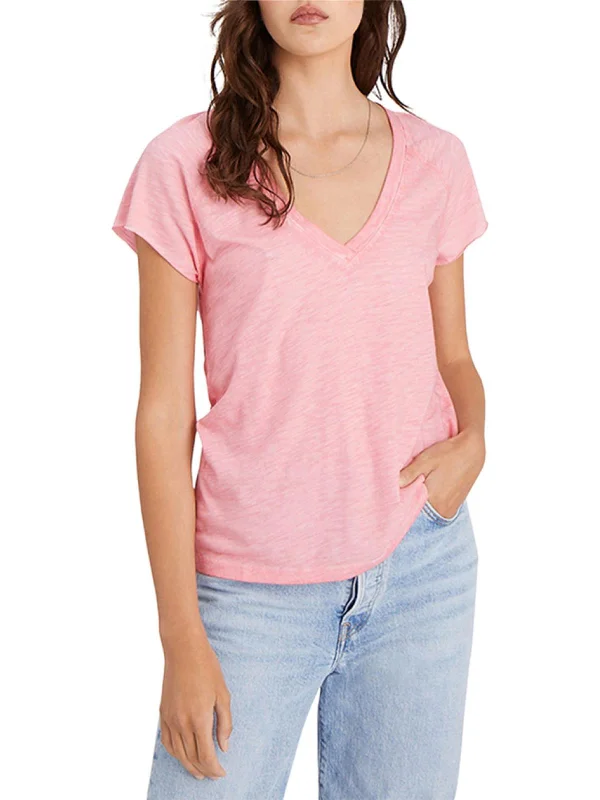 Womens V Neck Knit T-Shirt