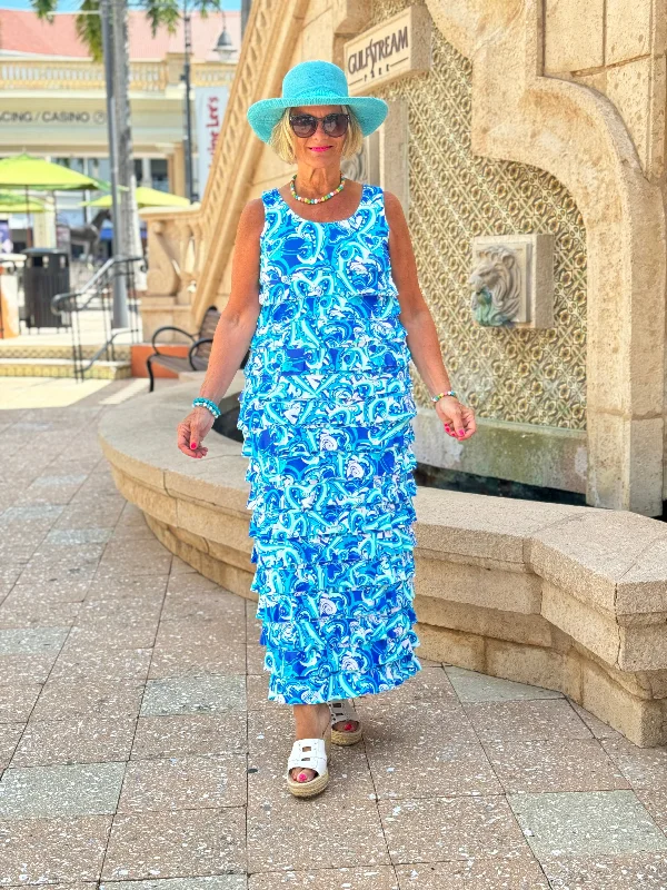 BLUE DREAMING CHA CHA MAXI DRESS