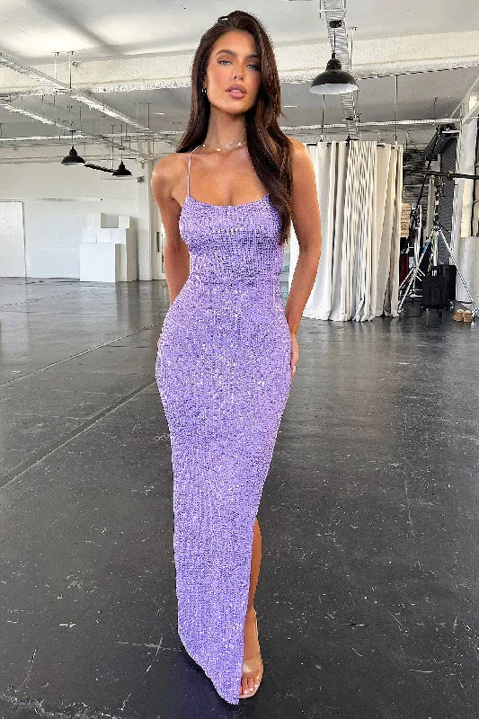 Alina Maxi Dress - Lilac Stylish Long Sleeve Maxi Dress