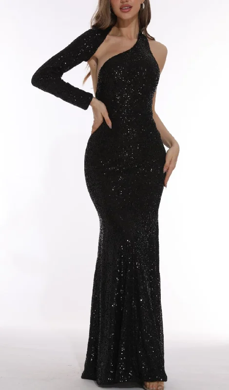 BLACK BODYCON FIT SEQUIN MAXI DRESS Comfortable Satin Maxi Dress