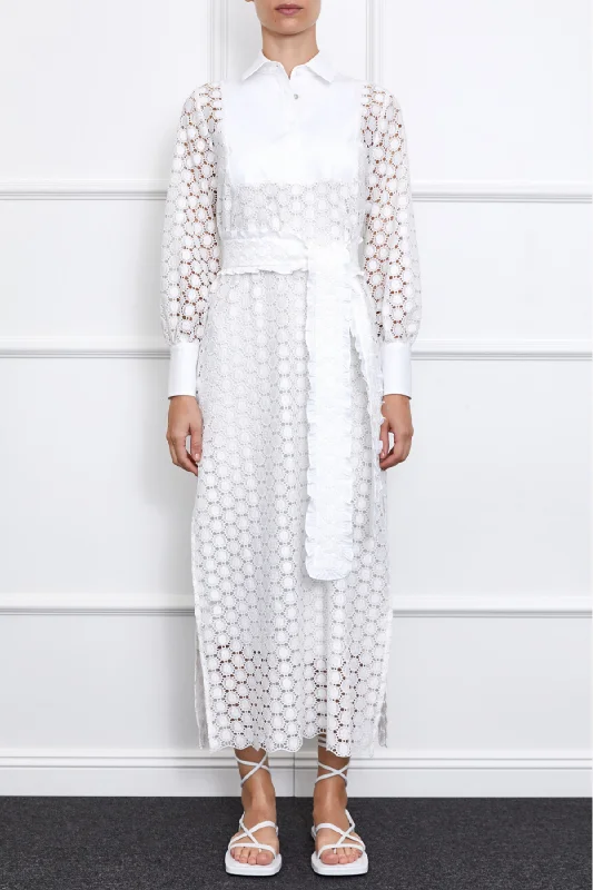 Blaire Maxi Dress (White III) Comfortable Satin Maxi Dress