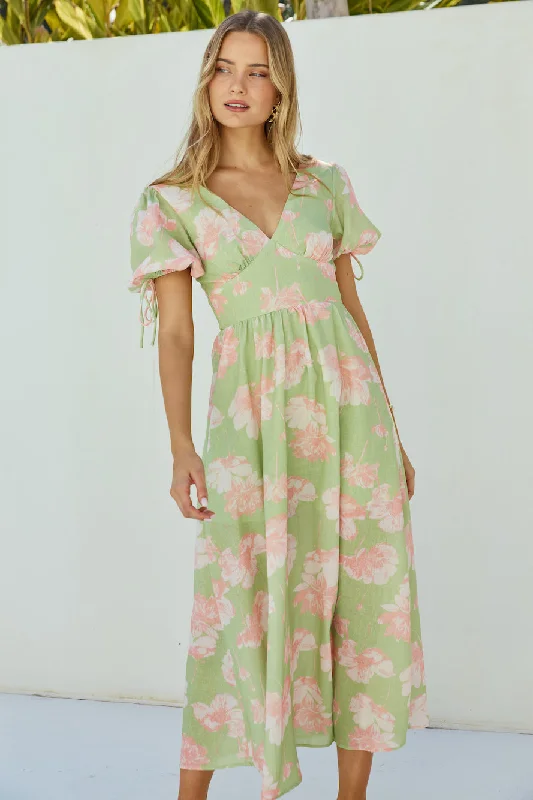 Blossom Season Maxi Dress Green Fashionable Sleeveless Maxi Dress