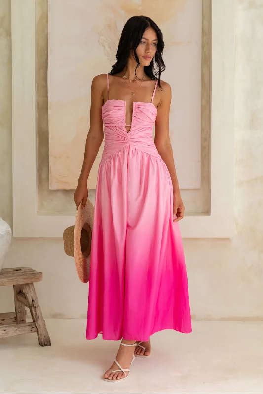 Caramel Latte Maxi Dress Pink Elegant Maxi Dress with Slit