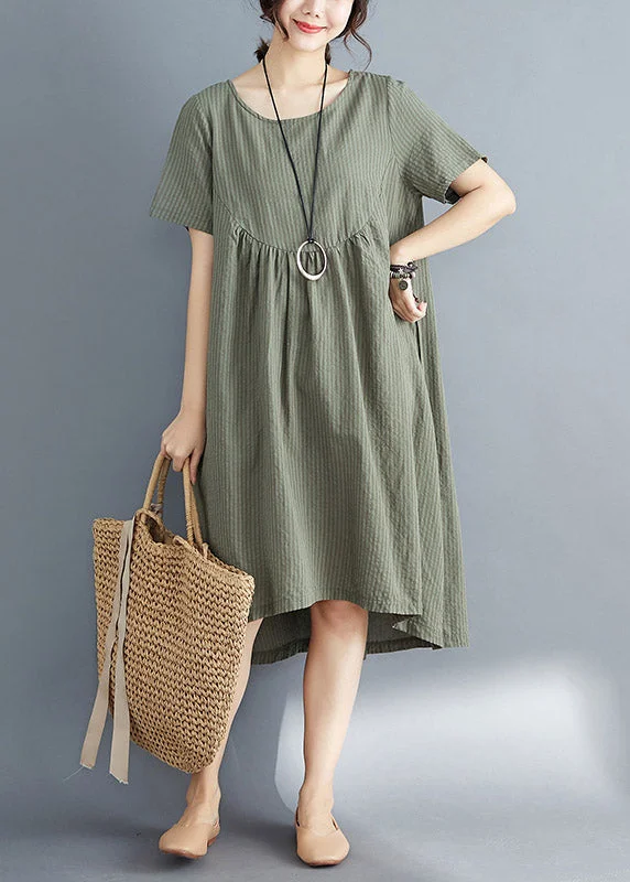 Classy Green Loose Maxi Dresses Short Sleeve Comfortable Bohemian Maxi Dress