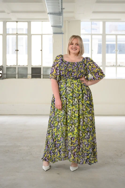 Priscilla Maxi Dress - Neon Floral - PRE ORDER Fashionable Faux Wrap Maxi Dress