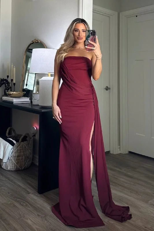 Covered in Love Maxi Dress: Burgundy Fashionable Chiffon Tiered Maxi Dress