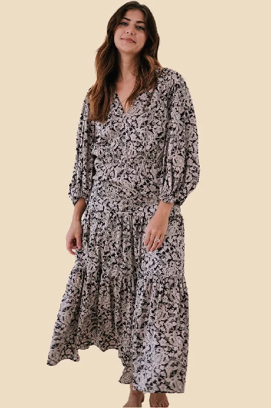 Current Air Lily Deep Paisley Print Maxi Dress