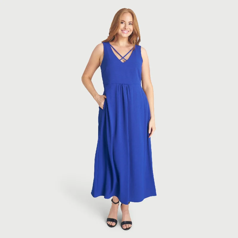 Devinah Sapphire X-Neck Maxi Dress