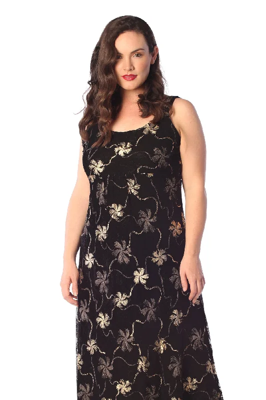 Floral Foil Maxi Dress Stylish Maxi Dress with Pleats