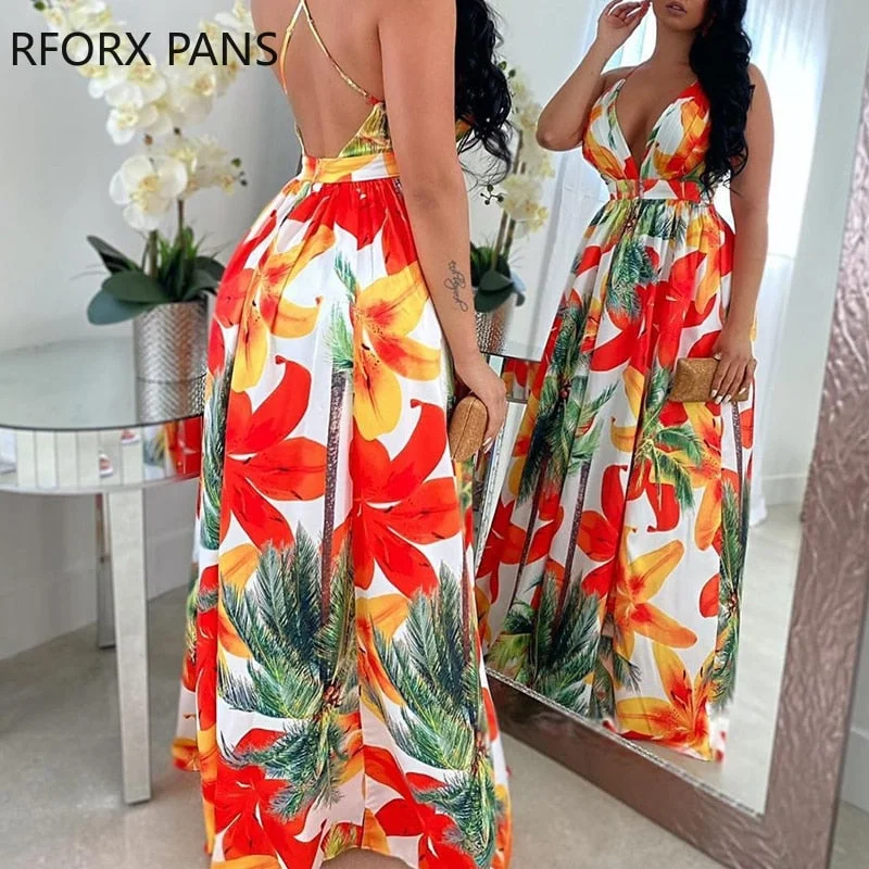 Floral Print Backless Maxi Dress Summer Dress Women Party Elegant Clothes Fashionable Off-Shoulder Maxi Dress Floral Print Backless Maxi Dress Summer Dress Women Party Elegant Clothes Fashionable Off-Shoulder Maxi Dress