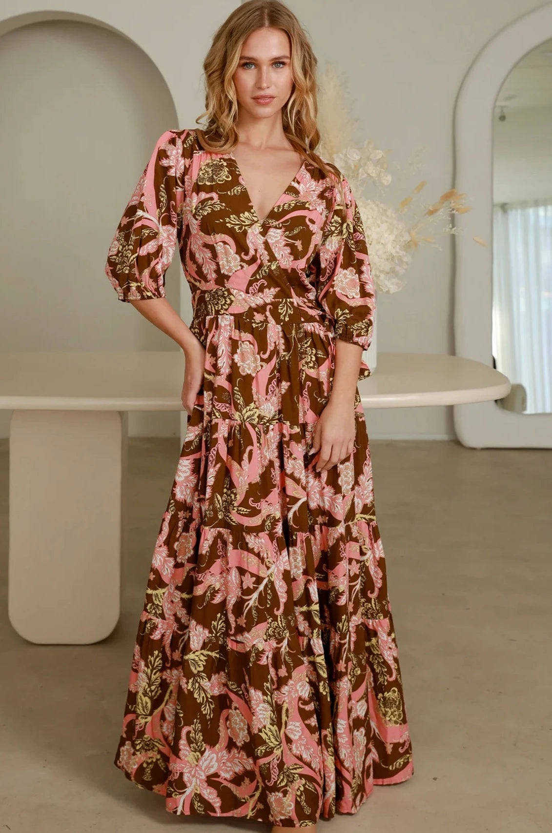 FLORENCE HALF SLEEVE MAXI DRESS Cozy Knit Maxi Dress